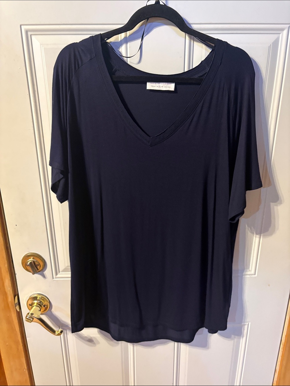Women's V-Neck Short Sleeve Top - Black Size 2XL